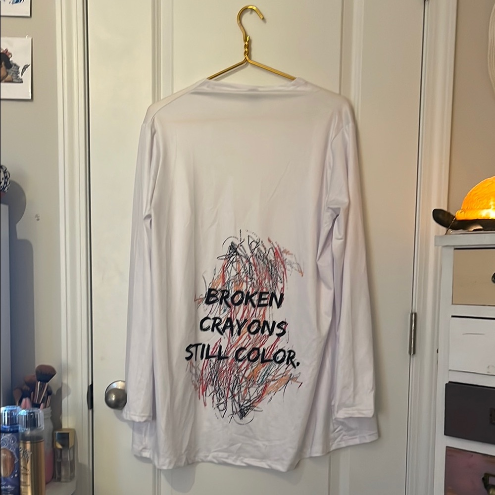 White and Black Camisole with Artistic Graphic
